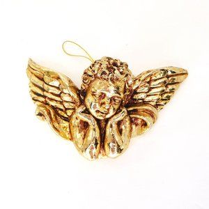 Vintage Gold Cherub Angel Christmas Ornament